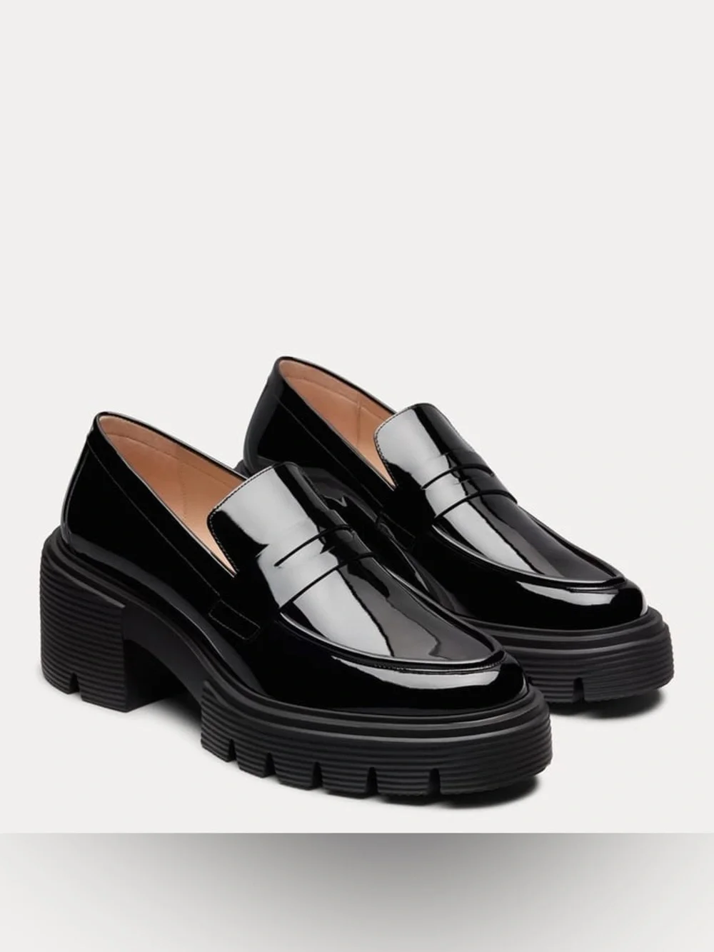 ‼️NEW Stuart Weitzman Soho Black Patent Leather Platform Loafers
